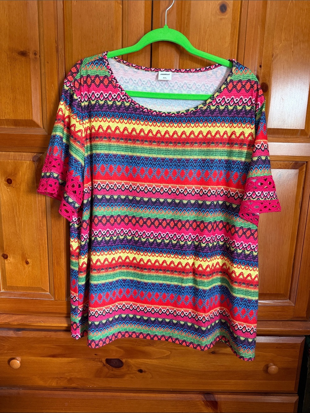 Colorful Striped Scoop Neck Women’s Top - Pink Multi